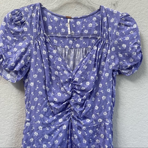 Free People Bond Street Mini Dress Lavender Floral Size 2 - Picture 5 of 7